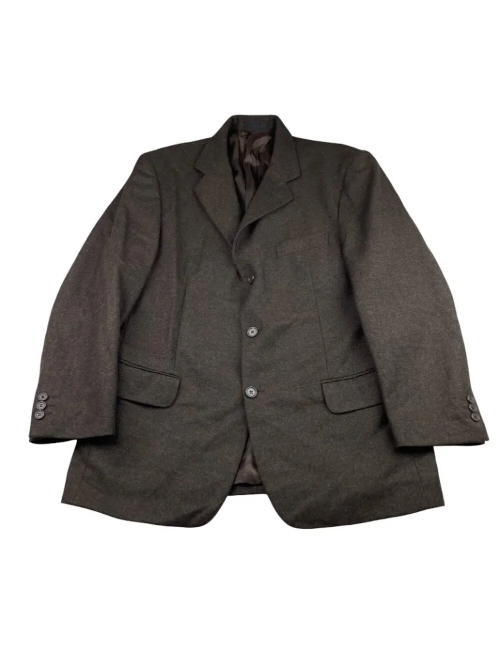 Marks & Spencer Men's Flannel Wool 3-Button Suit Brown • Italy • 42S | 34x29